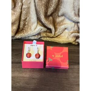 Piper K glass rhinestone apple earrings